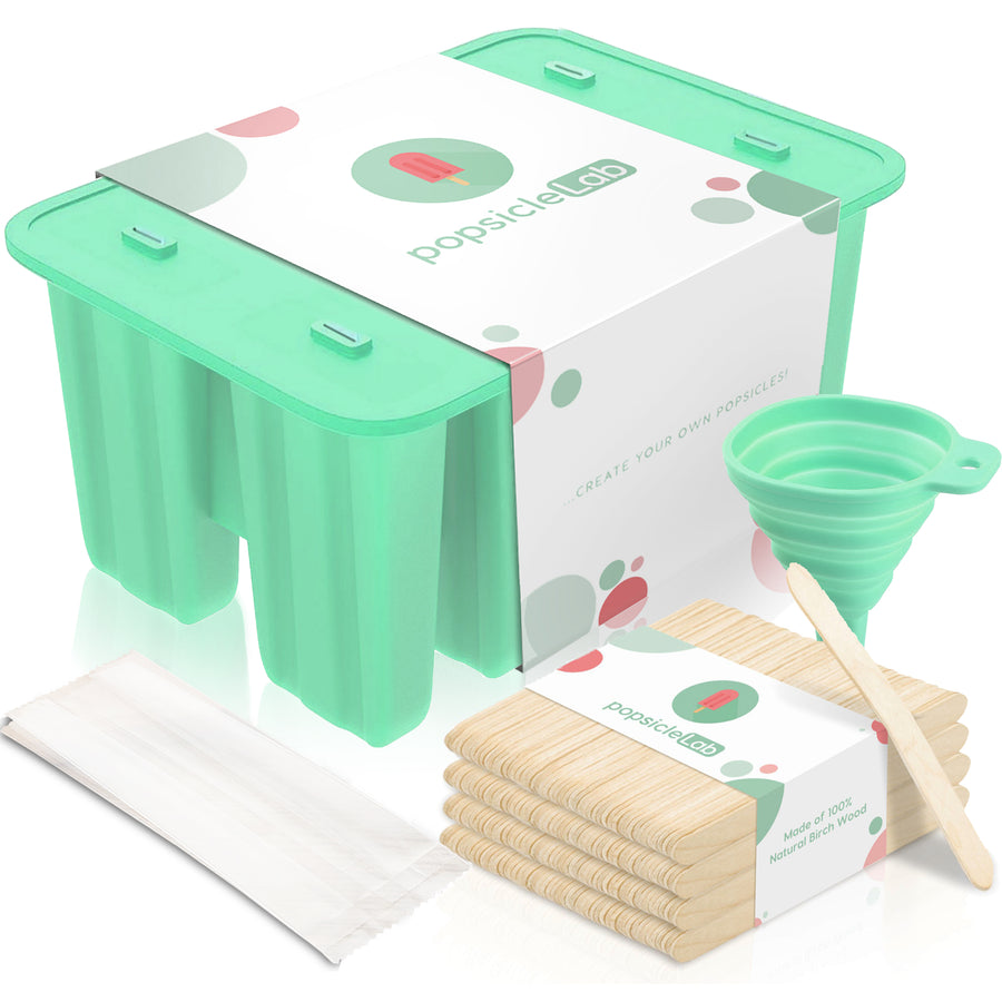 Silicone Popsicle molds bundle with lid and popsicle sticks